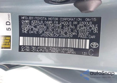 2015 Toyota Prius V Three из США, поврежденный, VIN JTDZN3EU0FJ036909
